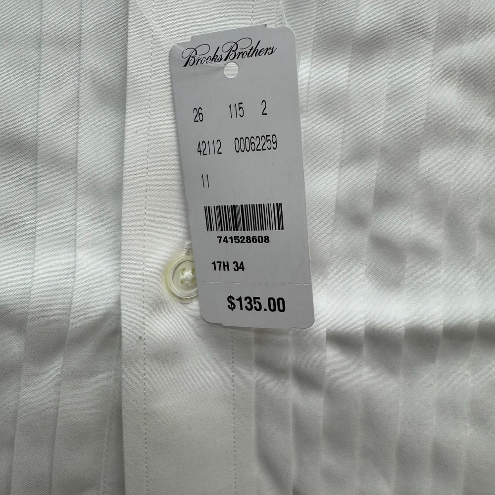 NWT Brooks Brothers Madison Fit Dress Shirt Mens 17.5 White Pleated Bib Tuxedo - Picture 3 of 11